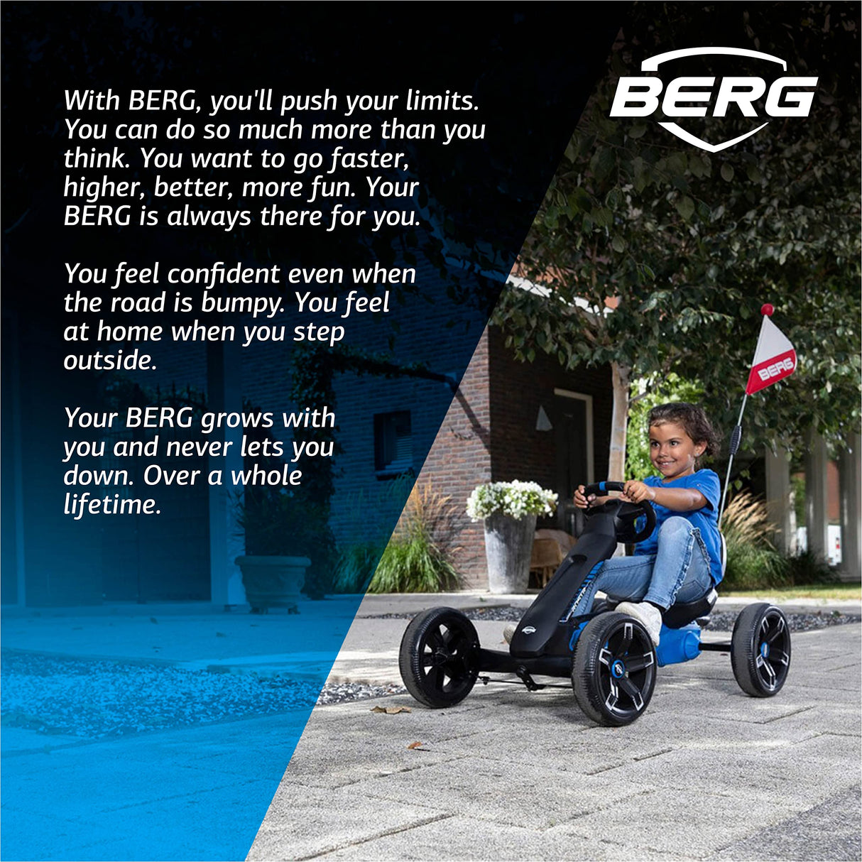 BERG Pedal Gokart Reppy Roadster con Caja de Sonido en el Volante| Coche de Pedales, Seguro y Estabilidad, Juguete para niños Adecuado para niños de 2,5 a 6 años