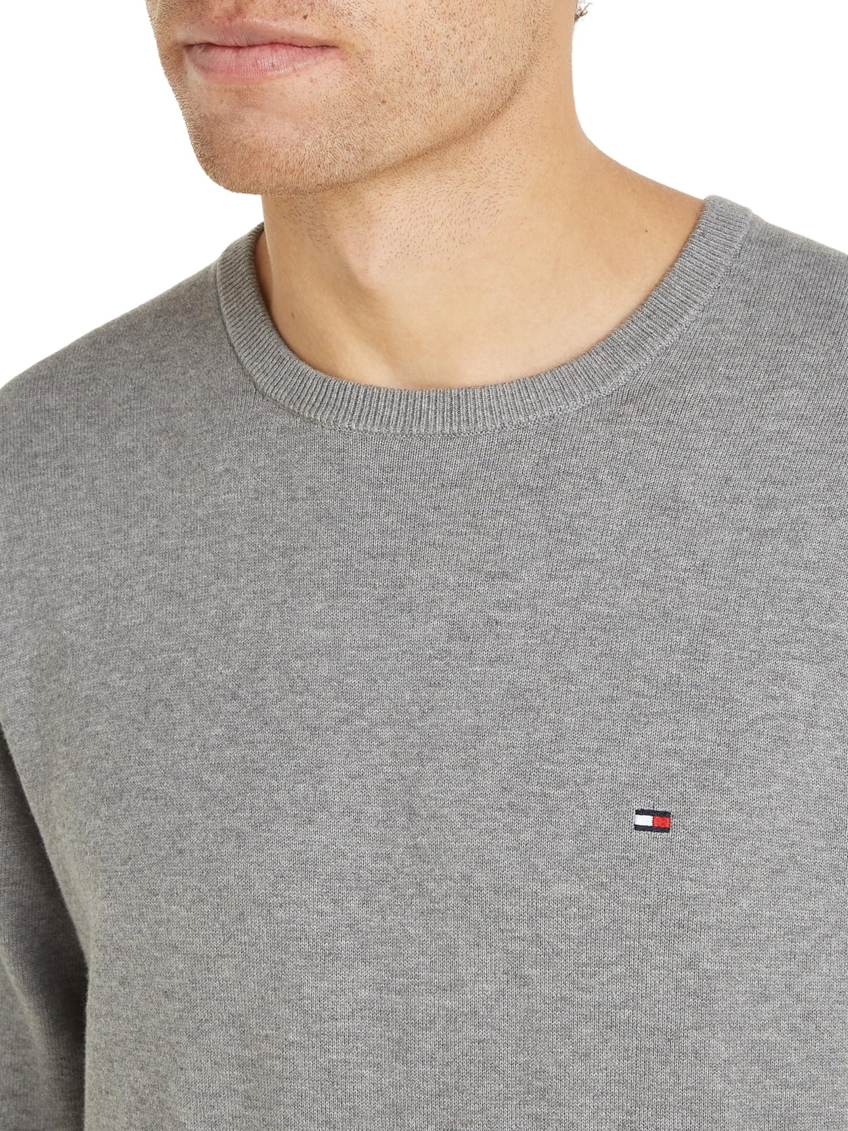 Tommy Hilfiger Jersey Hombre Essential Cotton Crew Neck de Algodón, Gris (Medium Grey Heather), 3XL