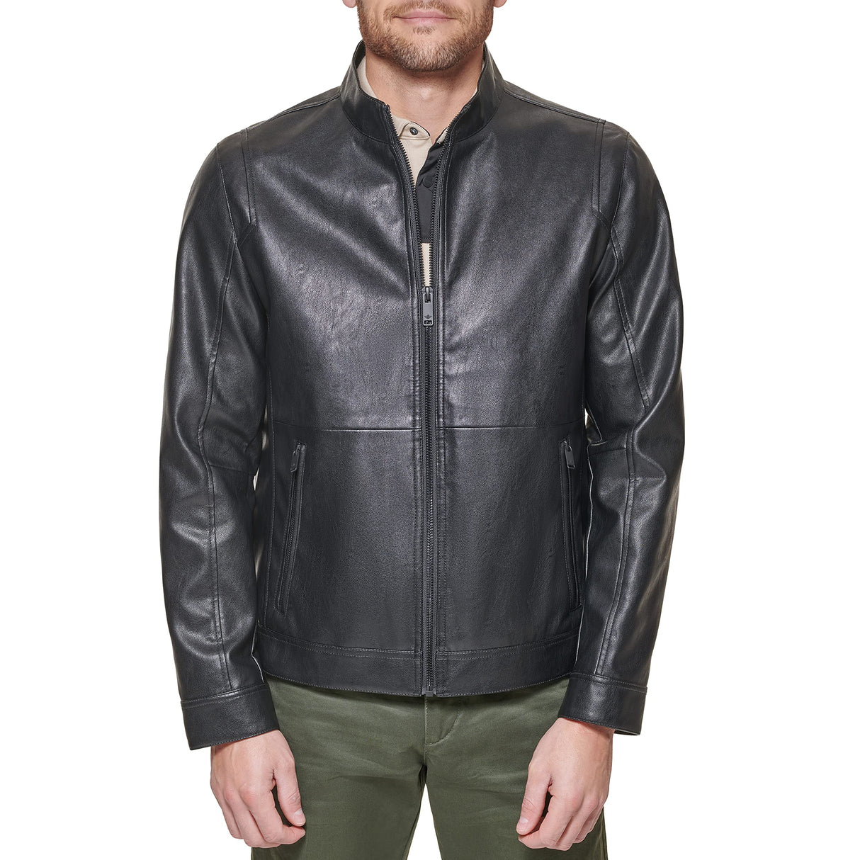 Dockers The Dylan-Chaqueta de Piel sintética, Negro, L para Hombre