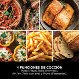 Ninja Artisan Horno air fry y pizza de exterior, 4 funciones: Pizza, Freír con aire, Hornear, Fermentar, 5 ajustes de pizza, Piedra de 30 cm, Pala, Bandeja, Cesta para freír con aire, Gris MO201EU