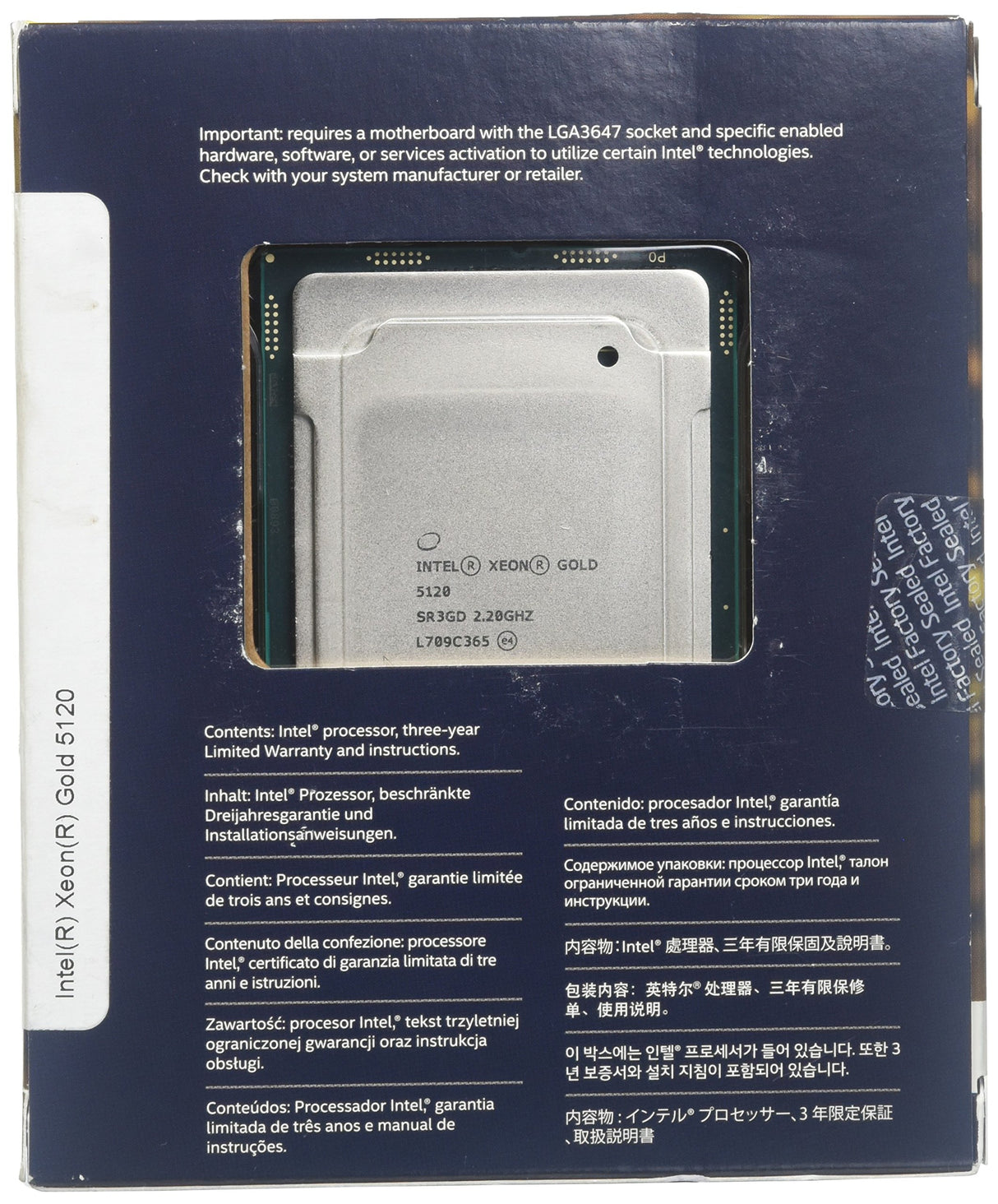 CPU INTEL LGA3647 XEON GOLD 5120 2.2GHz 19.25MB 14CORE BOX BX806735120