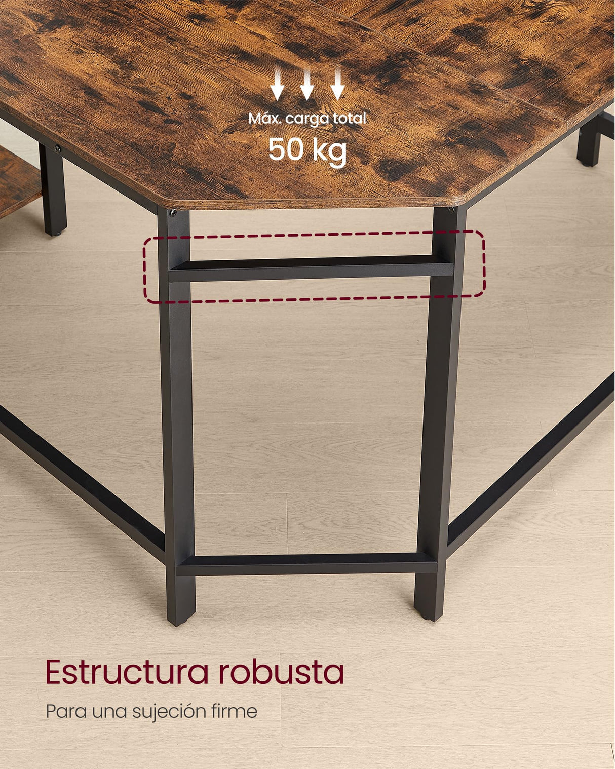 VASAGLE Escritorio, Mesa de Ordenador en Forma de L, 120 x 130 x 76 cm, Esquina con 2 Estantes, Ahorra Espacio, para Oficina Casa, Juegos, Marrón Rústico y Negro Tinta LWD123K01