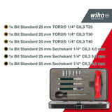 Wiha Juego de destornilladores dinamométricos con mango en T TorqueVario®-ST 5-14 Nm en surtido de 12 unid. con limitación del par de apriete de ajuste variable de incl. caja (29234)