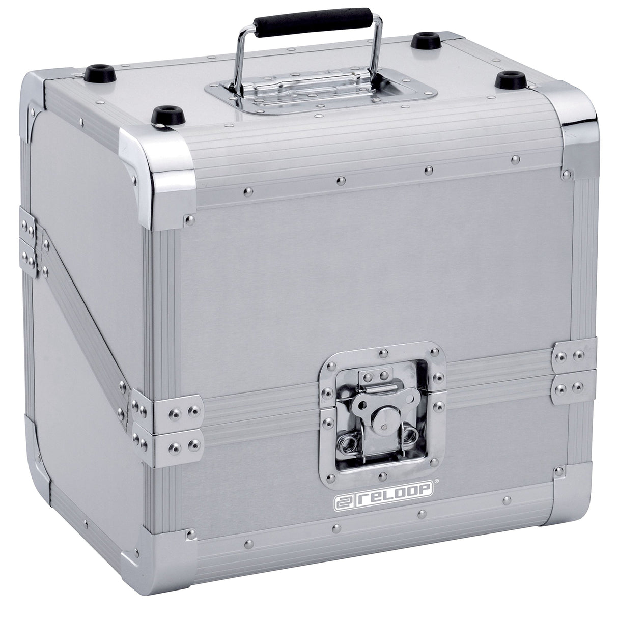 Reloop 80 Record Case Silver - Caja clásica para discos, Construcción robusta de madera revestida de aluminio