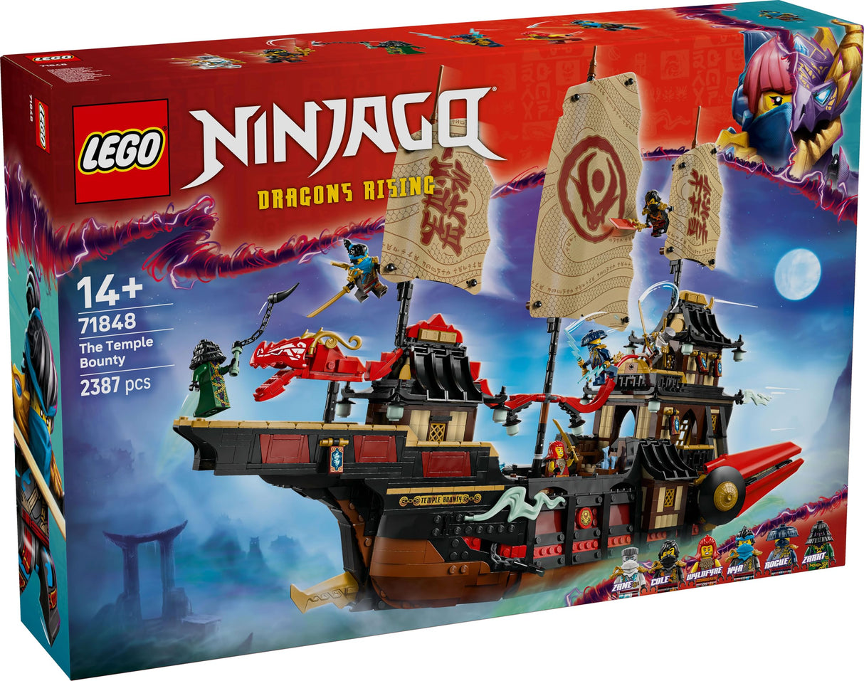 LEGO Ninjago Bounty del Templo - Barco de Juguete Interactivo con Techo Desmontable y 6 Minifiguras Inc. Cole, Zane y NYA - Regalo para Chicos de 14+ Años Fans de El Renacer de los Dragones 71848