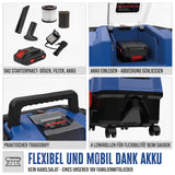 Güde NTST 18-201-05 - Aspirador en seco con batería (depósito de 18 V, 10 L, 4 ruedas, boquilla para suelo y juntas, filtro, incluye batería de 2,0 Ah y cargador)