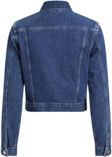 Calvin Klein Cazadora vaquera Mujer Cropped 90'S Denim Trucker con bolsillos en el pecho, Azul (Denim Medium), S