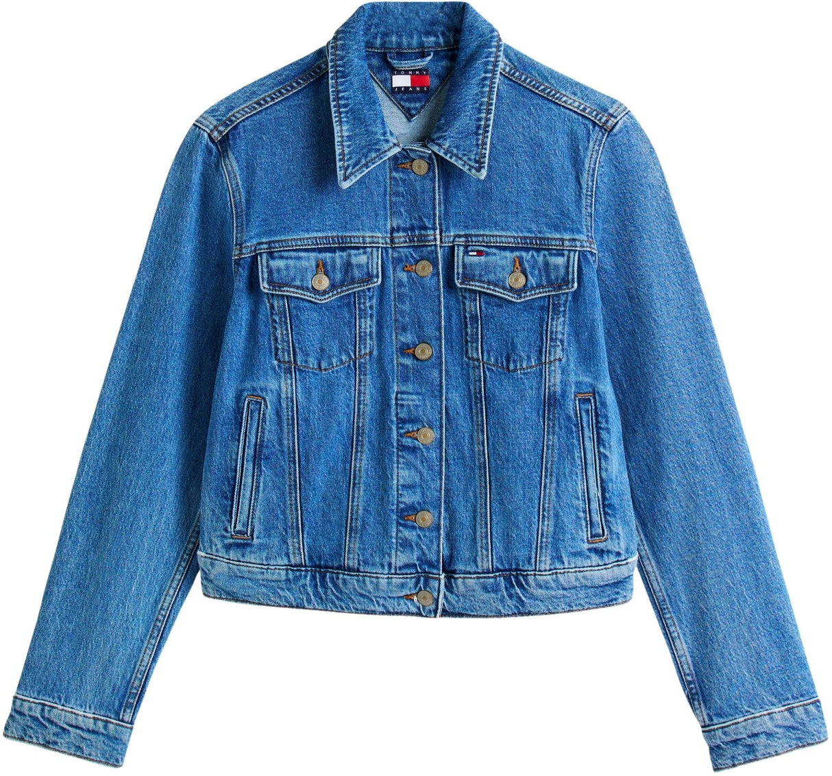 Tommy Jeans Cazadora vaquera Mujer Classic Trucker con bolsillos en el pecho, Azul (Denim Medium), S