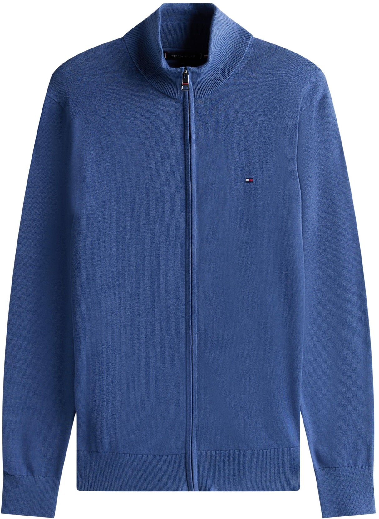 Tommy Hilfiger Jersey con cremallera Hombre Essential Cotton Zip Thru con cuello alto, Azul (Aegean Sea), M