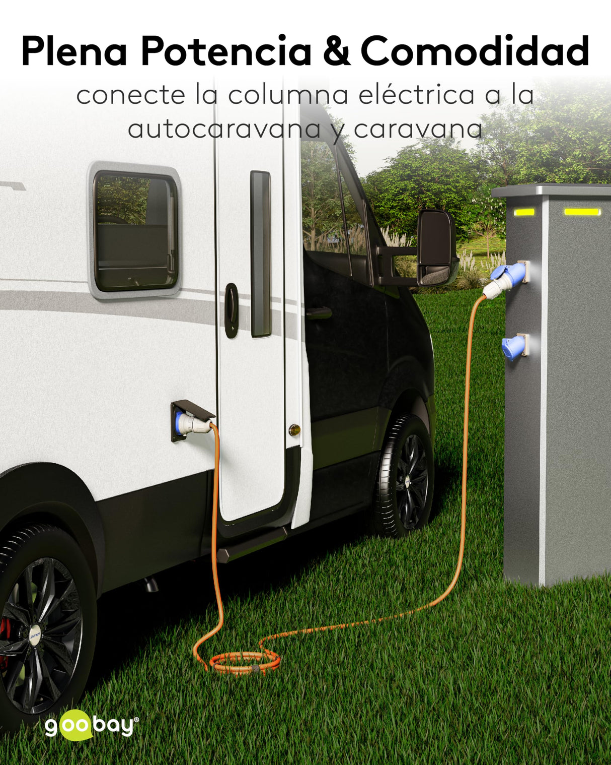 goobay Cable alargador CEE para Caravana, 25m, Enchufe CEE a Toma CEE, Toma CEE con Tapa de Cierre, IP44, Cable de Camping, autocarava y Caravana, 76230