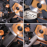 Evolution Power Tools R255SMS Sierra ingletadora Deslizante multimaterial, con Paquete Plus, Corta acero dulce, aluminio, plástico, madera con clavos incrustados 230 V, 255 mm