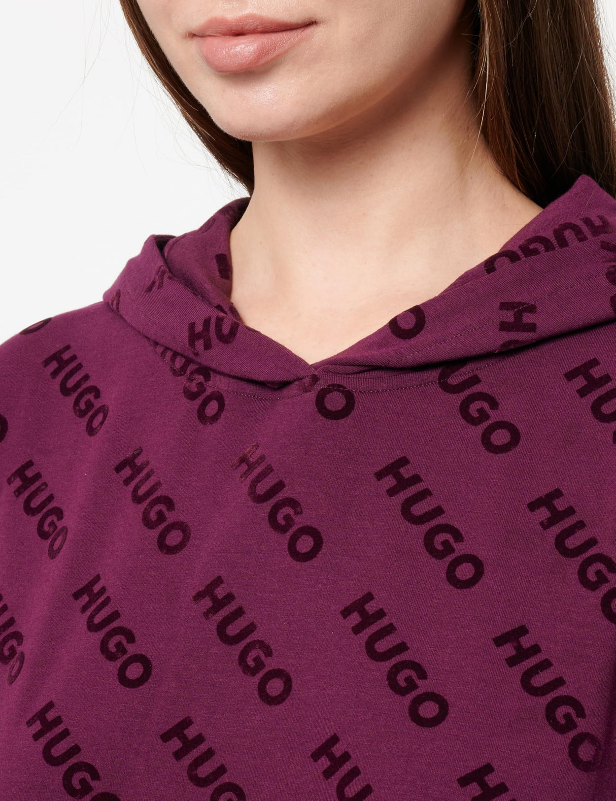 HUGO VLOCKY_Hoodie Loungew_Sudadera, Medium Purple510, L para Mujer