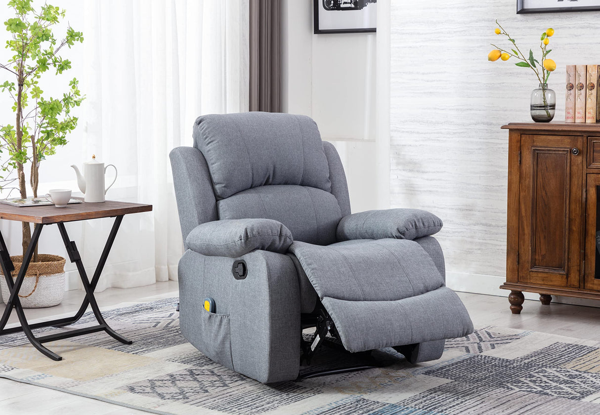 Astan Hogar AH-AR30900GR Ramón - Sillón Relax con Reclinación Manual (Sistema Pared Cero), Masaje Y Termoterapia, Gris