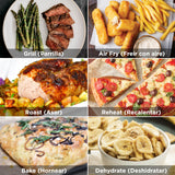 Ninja MAX 6 en 1 Freidora de aire y parrilla de interior, 6 funciones de cocción sin humo, cocina hasta 6 hamburguesas, capacidad de 3,8 l, incluye termómetro digital para carne, gris/plata, DG551EU