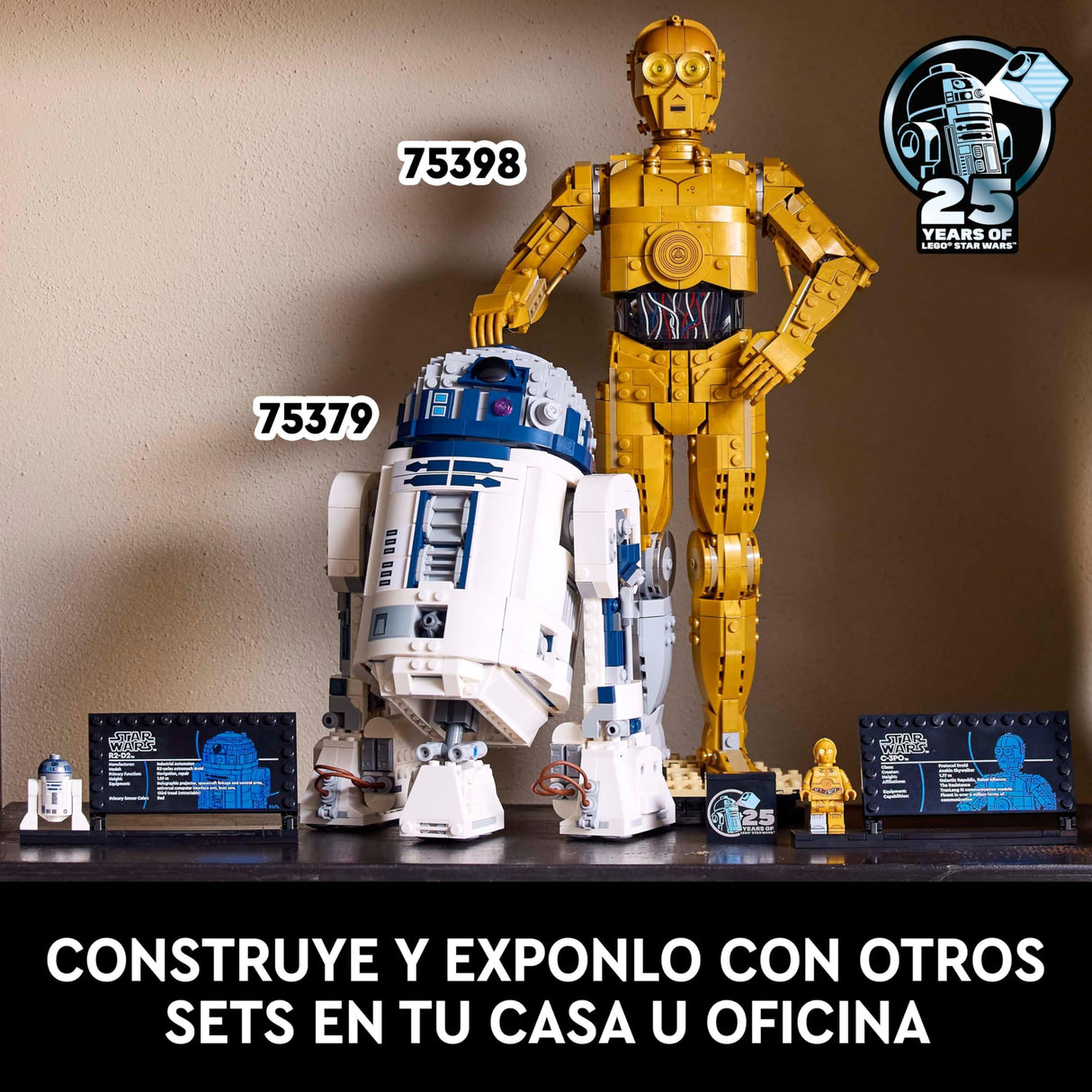 LEGO Star Wars 75398 C-3PO Figura de Droide - Kit de Maquetas para Adultos de Colección - Base, Placa Informativa y Minifigura - Regalo para Hombres y Mujeres Fans de la Saga