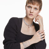 Swarovski Anillo Vittore, Circonita Swarovski de talla pera, Blanco, Baño de rodio