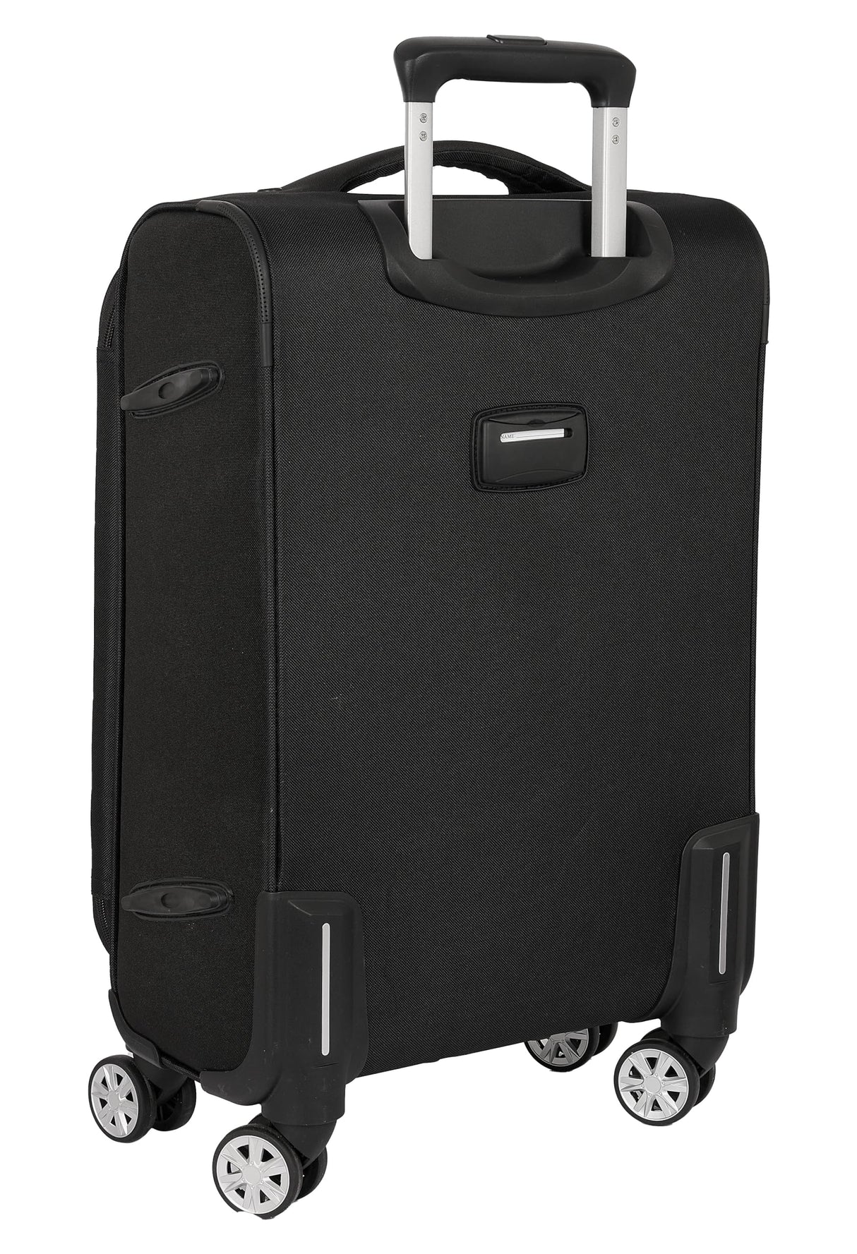 Real Madrid Premium - Trolley Cabina Blanda 20 Pulgadas, Maleta con Ruedas, Candado de Seguridad, Maleta Ligera, 35x20x51 cm, Color Negro