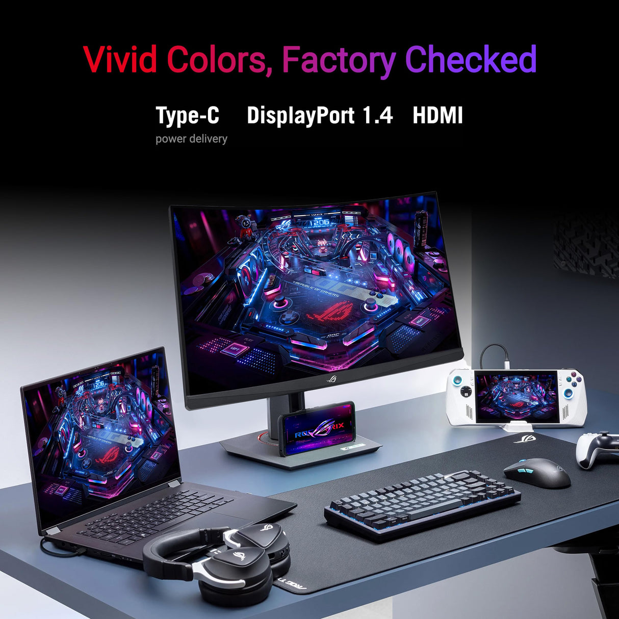 ASUS ROG Strix XG27WCMS Monitor Gaming, USB Tipo-C de 27 Pulgadas, 2560 x 1440, Curvo, 280 Hz overclock, 1 ms GTG, ELMB, USB Tipo-C, FreeSync Premium, DisplayWidget Center, Toma para trípode, HDR