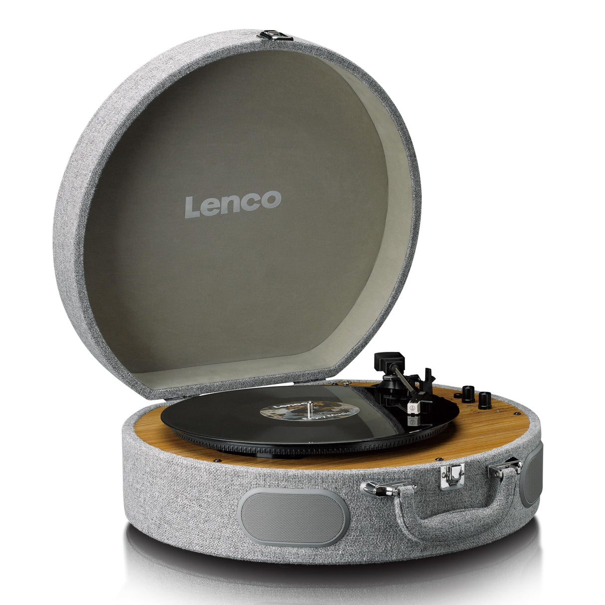 Lenco Tocadiscos LS-66 - Recepción y transmisión Bluetooth®, 2 altavoces integrados, extractor magnético AT3600, transmisión por correa, parada automática, 33/45 rpm, conector RCA, carcasa de madera,