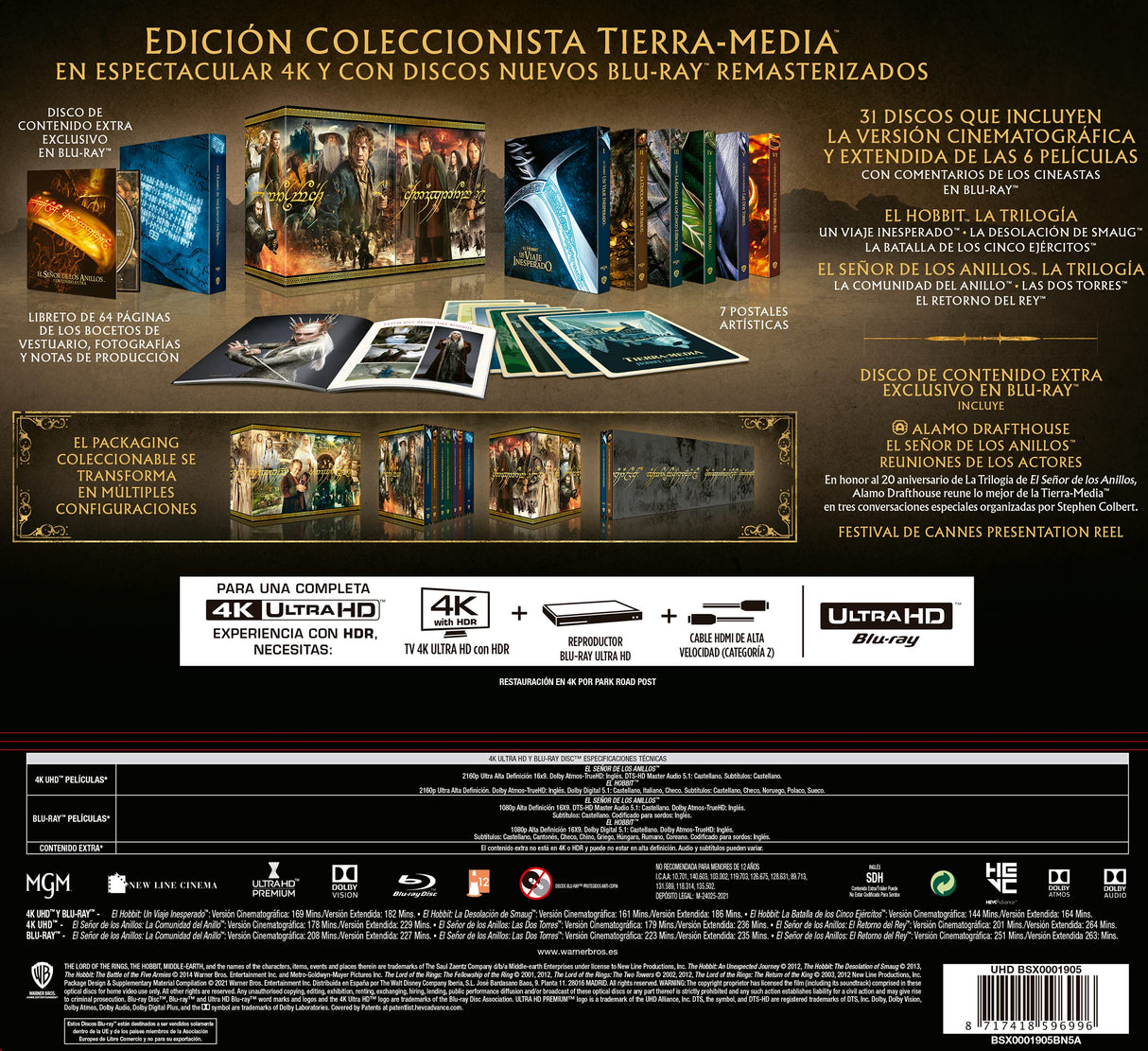 Pack Tierra Media (El Hobbit y El Señor de los Anillos) - Edición Coleccionista 4k Ultra-HD + Blu-ray [Blu-ray]