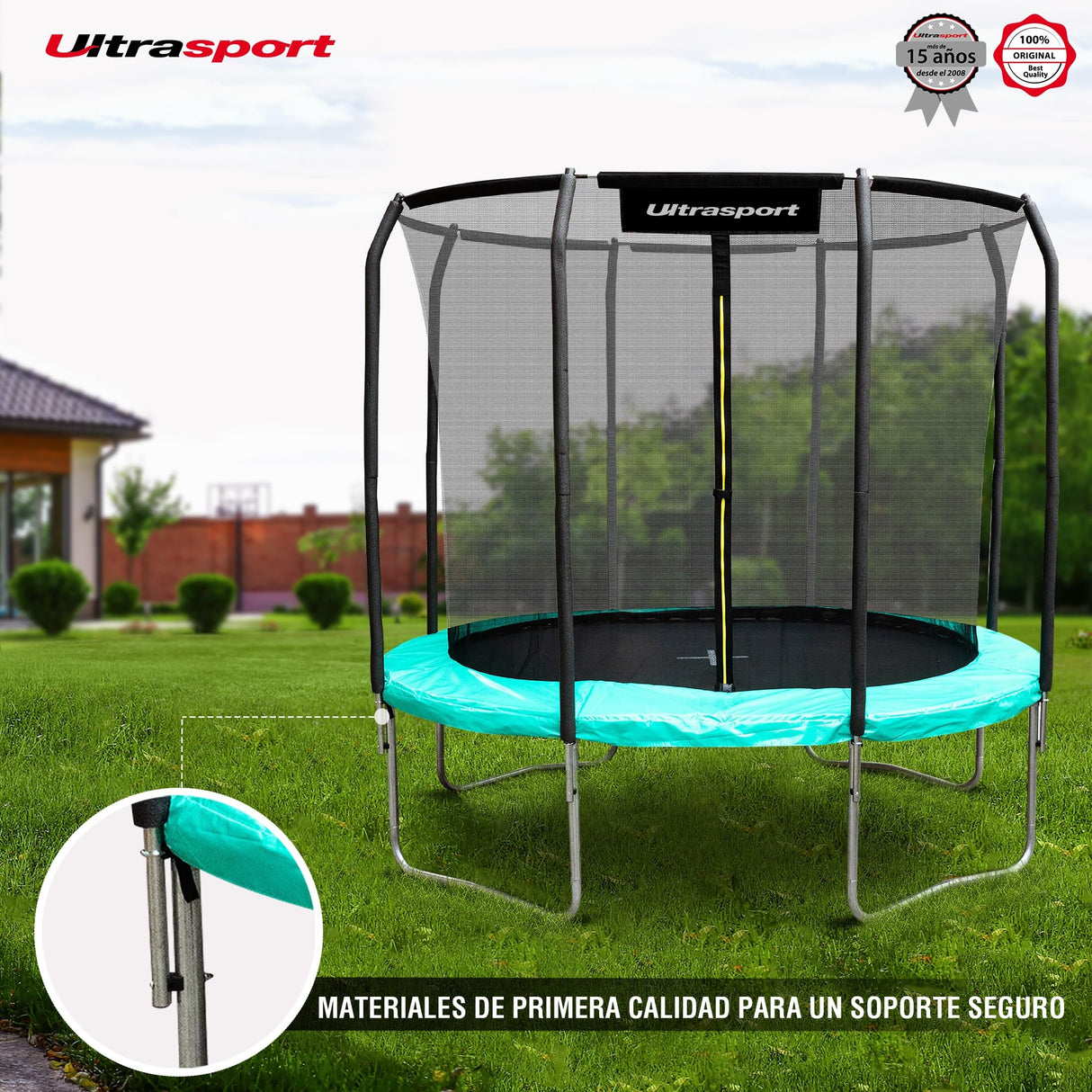 Ultrasport Cama elástica Ovalada, Unisex-Adult, Menta/Negro, Medium