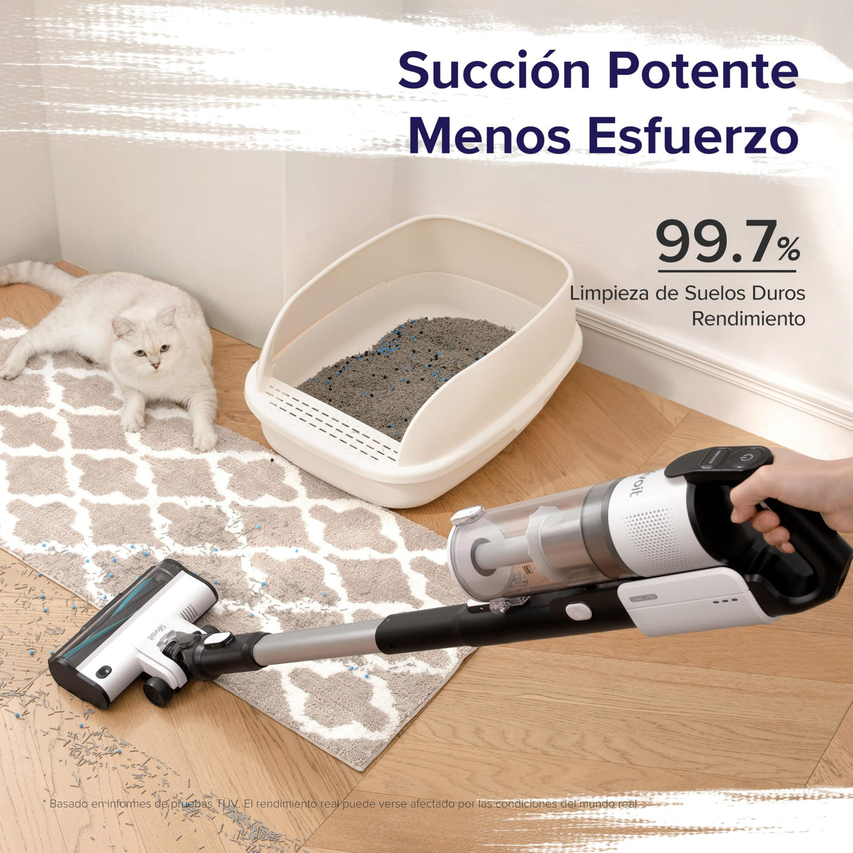 LEVOIT Aspiradora sin Cable, Antienredos para Mascotas, Autonomía de 12-50min, 4 en 1 Aspirador con Batería Extraíble, 99,9% de Filtración, Aspiradora Escoba para Alfombras, Suelos Duros, Coches