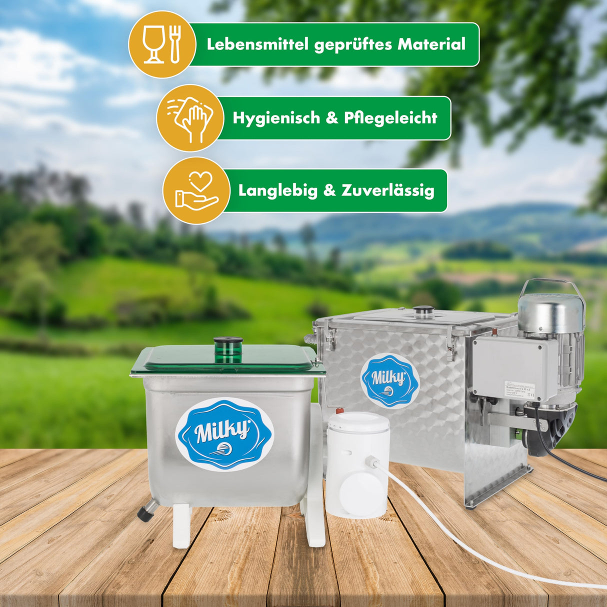 Milky Mantequera FJ10 – Mantequilla eléctrica de alta calidad – Centrifugador de mantequilla para nata – Mantequilla eléctrica con niveles de velocidad ajustables