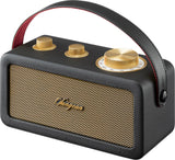 Sangean RA-101 Black Gold. Diseño Retro de Madera y Piel sintética. Bluetooth 5.0. Autonomía 19 Horas con una Carga Completa. AUX-in para Fuentes de Audio externas.