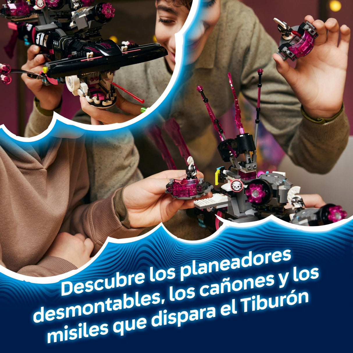 LEGO DREAMZzz 2 en 1 Submarino-Tiburón de Las Pesadillas de Juguete - 2 Opciones de Construcción con Aeronaves y 5 Minifiguras Inc. Mateo y Astrid - Regalo de para Niños y Niñas de 9+ años 71500