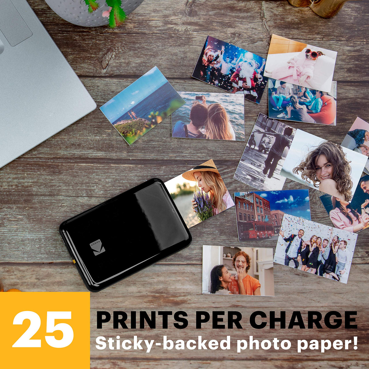 KODAK Step Impresora de fotos instantánea para smartphone - Mini portátil inalámbrica en color - Fotos adhesivas Zink 2x3” - Bluetooth compatible con iOS y Android - App de edición divertida - Negro
