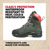 Oregon Botas de Seguridad Fiorland para Trabajos con Motosierra,Botas Impermeables con Protección Clase 2, EPI de Seguridad, Resistentes al Calor y al Frío, Máxima Comodidad - Talla EU 40 (UK 6.5)