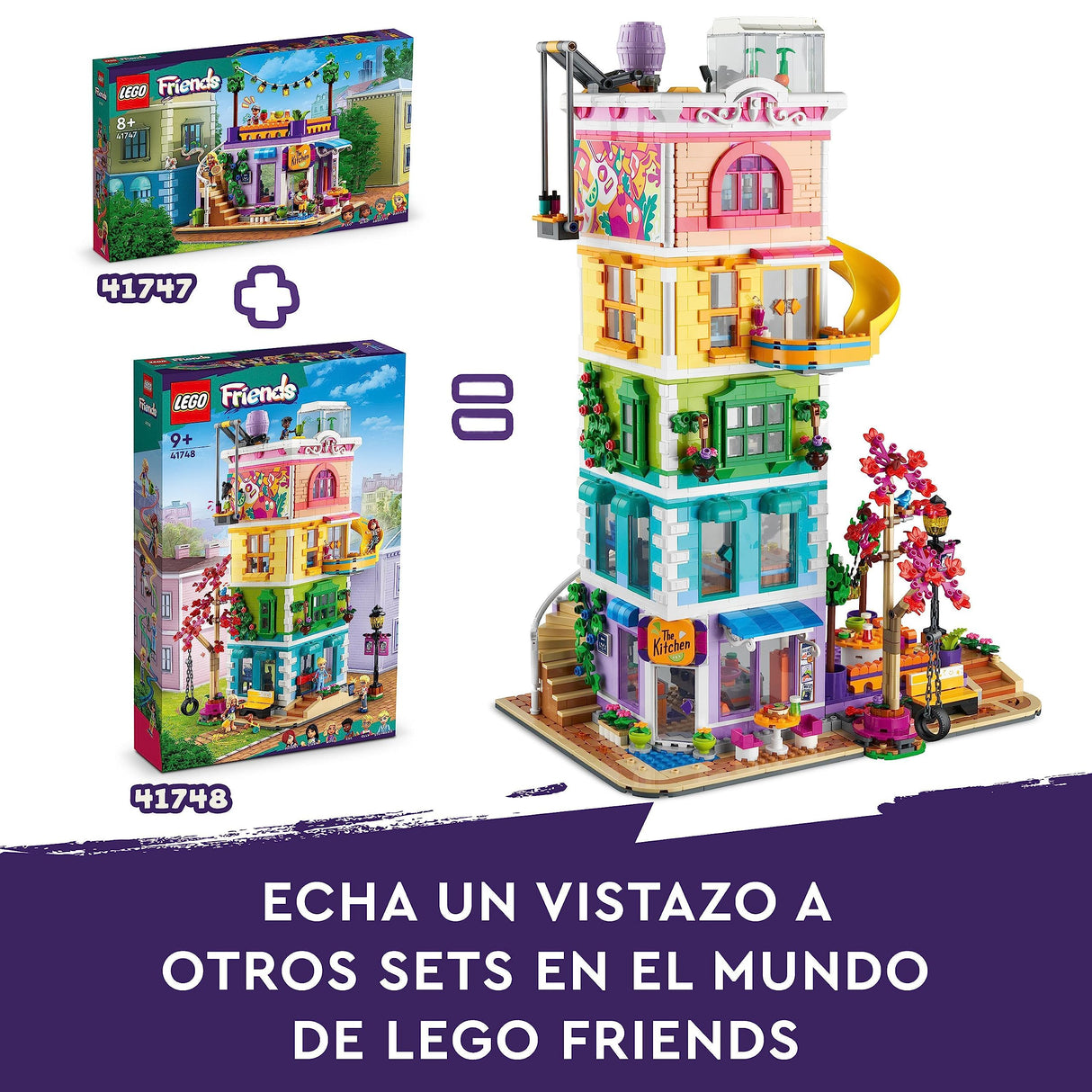LEGO Friends Centro Comunitario de Heartlake City de Juguete - Set Modular con 5 Plantas, 6 Mini Muñecos, Figura de Perro y Accesorios Creativos - Regalo de Cumpleaños para Niñas de 9+ Años 41748