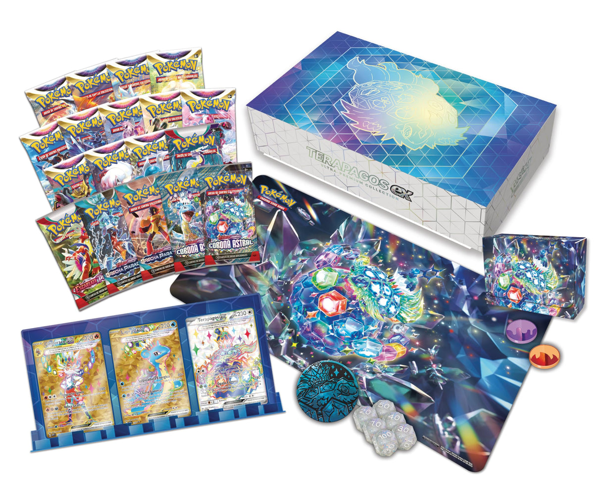 Pokémon: Colección Poderes Supremos de JCC Pokémon: Terapagos ex (3 Cartas holográfica de promoción, 18 Paquetes de Mejora)