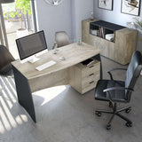 Habitdesign Mesa de Despacho con 3 Cajones, Mesa de Oficina o Estudio, Modelo Stil, Acabado en Gris Antracita y Roble Alaska, Medidas: 136 cm (Ancho) x 67 cm (Fondo) x 74 cm (Alto)