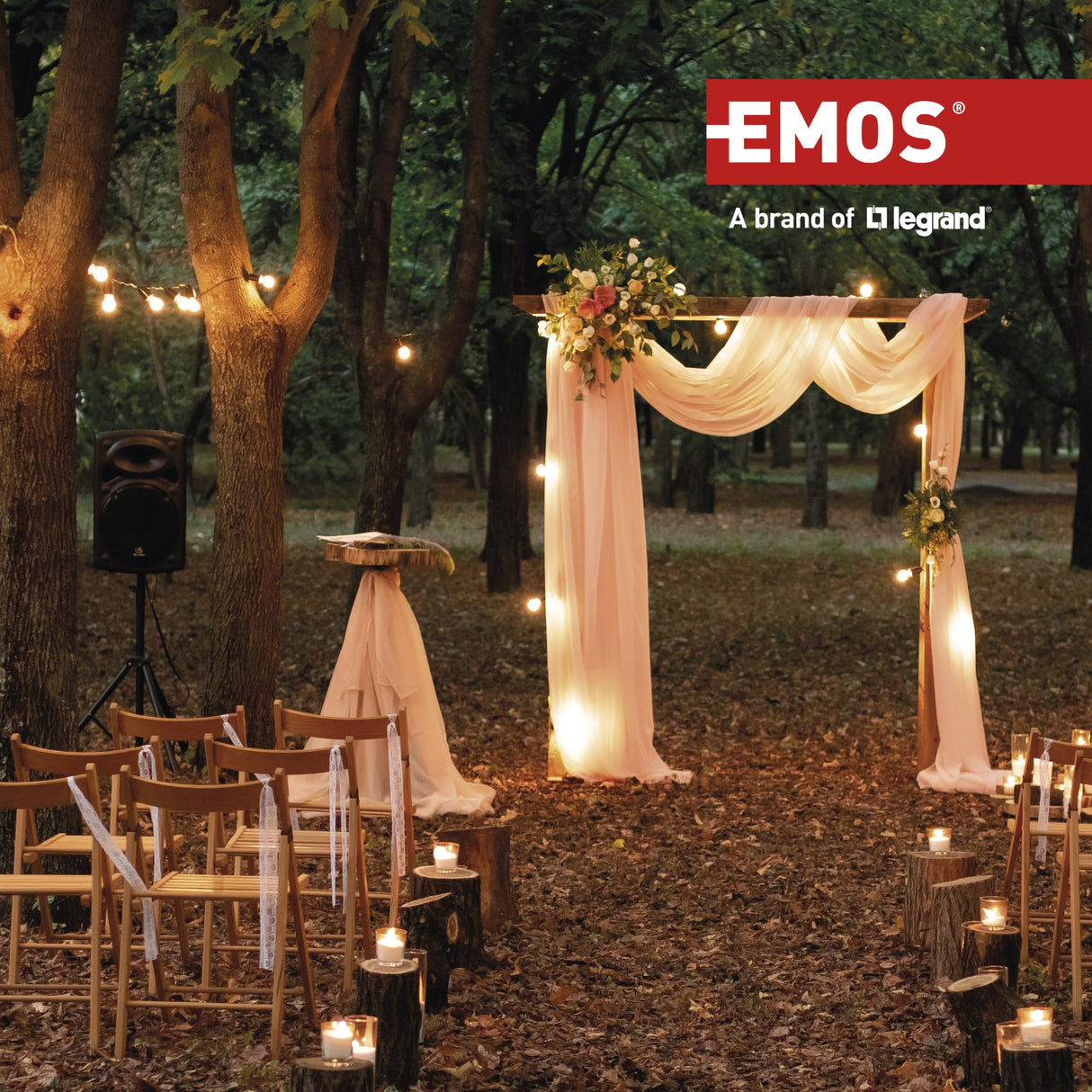 Emos P08250 Enrollacables Profesional alargador, de la Empresa, Grado de protección IP44, m de Cable con 4 enchufes Schuko, 1,5 mm2 Goma, para Uso Exterior, 50 Meter
