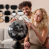 Kare Design Deko Object Globe Top, negro, gris, globo, estructura de acero inoxidable, hecha a mano, diámetro 30 cm, 40 x 30 x 30 cm (alto x ancho x profundidad)