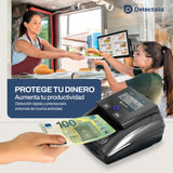 Detectalia D7T+ Detector de Billetes Falsos con 100% detección para 3 divisas EUR, GBP, USD con 5 Sistemas de deteccion y Pantalla TFT