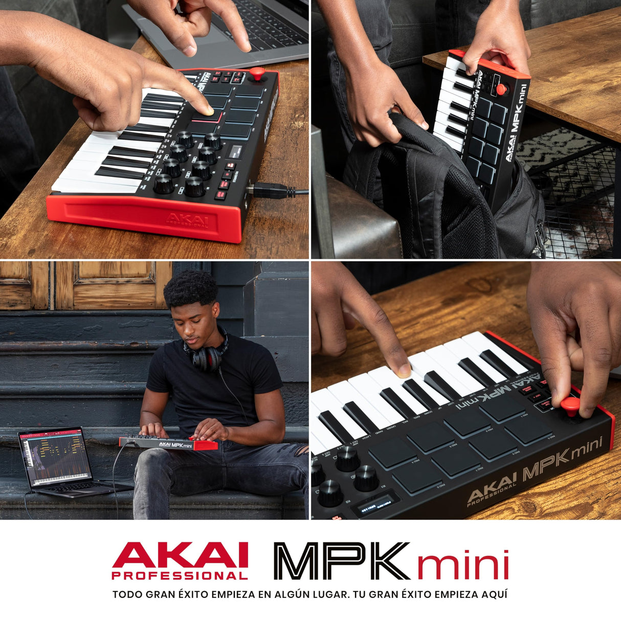 Akai Professional MPK Mini MK3 - Teclado Controlador MIDI USB de 25 Teclas con 8 Drum Pads, 8 Perillas, Software de Producción Musical y Native Instruments Sound Package (NKS Integration)