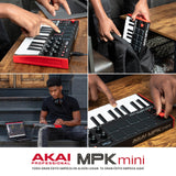 Akai Professional MPK Mini MK3 - Teclado Controlador MIDI USB de 25 Teclas con 8 Drum Pads, 8 Perillas, Software de Producción Musical y Native Instruments Sound Package (NKS Integration)