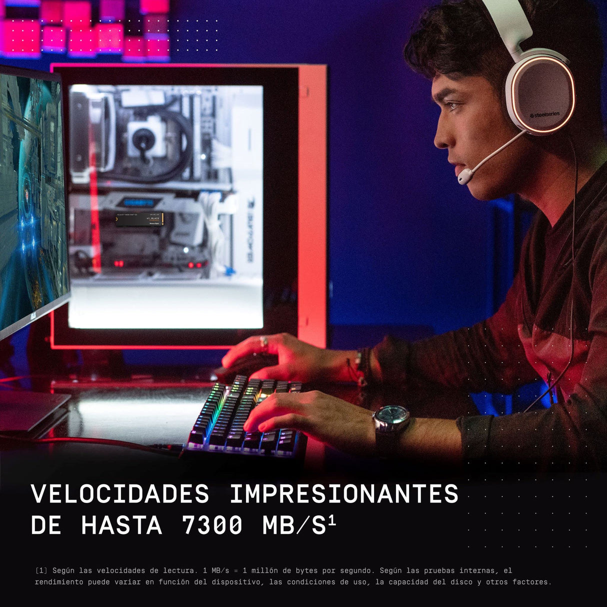 WD_BLACK SN850X NVMe SSD, 2TB M.2 2280, Velocidades de lectura hasta 7300 MB/s, escritura 6600 MB/s, SSD para Juegos internos, PCIe Gen 4, SSD de alto rendimento, Negro