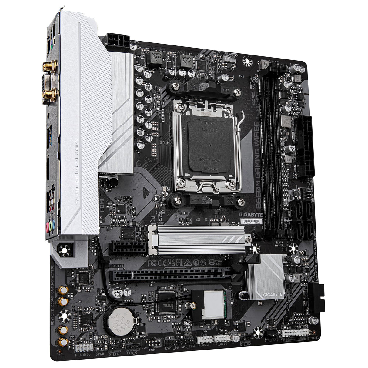 GIGABYTE B650M Gaming WIFI6E Placa Base - Procesadores AMD Ryzen Serie 9000, VRM de 5+2+2 Fases, hasta 6400 MHz DDR5 (OC), 1xPCIe 4.0 M.2, LAN 2.5 GbE, WiFi 6E, USB 3.2 Gen 1