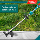 TOTAL - Desbrozadora Brushless A Batería | Batería de 20V de Larga Duración | Incluye Cabezal de Hilo y Disco de 3 Puntas | Ligero y Cómodo, Fácil de Manejar