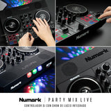 Numark Party Mix Live Controladora DJ, Mesa DJ Con Luces DJ, Altavoces, Mezclador DJ e Interfaz Audio, Con Serato DJ Lite