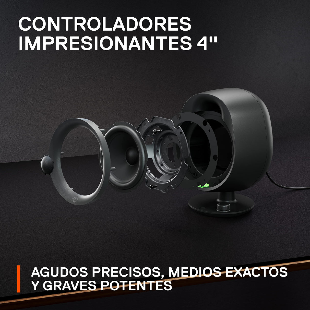 SteelSeries Arena 3 - Altavoces gaming de rango completo 2.0 – Audio inmersivo – Controles de altavoz – Controladores de altavoces 4" – Cableado y Bluetooth – Aux de 3.5mm – PC, Mac, Móvil