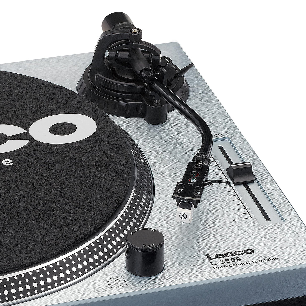 Lenco L-3809 Tocadiscos - Tocadiscos DJ con accionamiento Directo - USB - Preamplificador - 33 y 45 RPM - MMC - RCA - Line out - Azul metálico