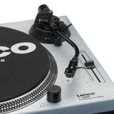 Lenco L-3809 Tocadiscos - Tocadiscos DJ con accionamiento Directo - USB - Preamplificador - 33 y 45 RPM - MMC - RCA - Line out - Azul metálico