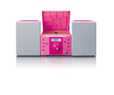 Lenco 810025 mc-013pk Sistema estéreo Compacto para niños con Reproductor de CD y Pantalla LCD Entrada aux 2 x 2w rms con Pegatinas Rosa