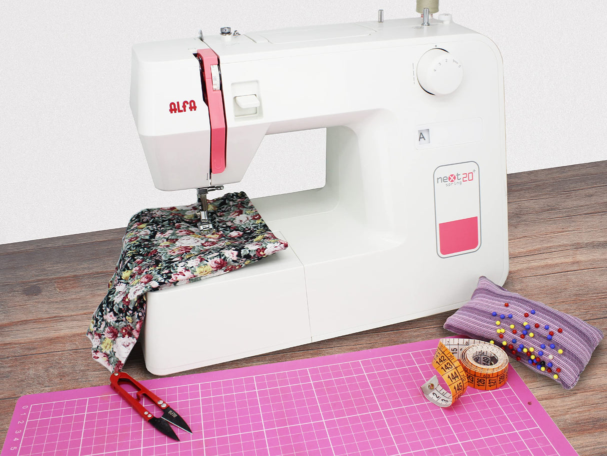 ALFA Next 20+ Spring-Maquina de Coser, Rosa Coral, 30 x 19 x 37 cm