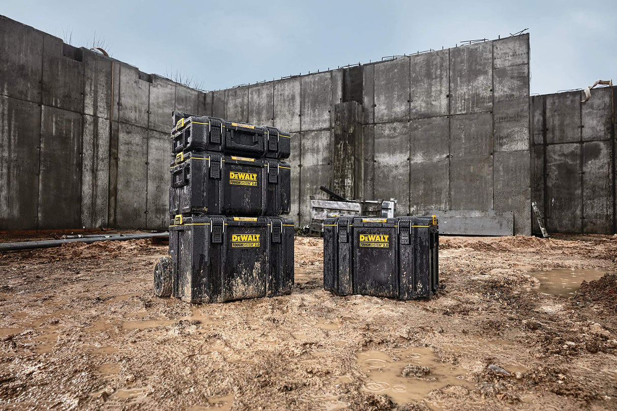 DEWALT DWST83402-1, Taller modular 3en1 TOUGHSYSTEM 2.0, Robusto, 2 armarios de pequeña y mediana capacidad y 1 armario móvil de gran capacidad, IP65. Negro y amarillo