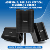 Alto Busker Altavoz Autoamplificado Portátil Grande de 200W con Bluetooth, Batería Recargable, Mesa de Mezclas 3 Canales, Alesis FX, App, Carga USB